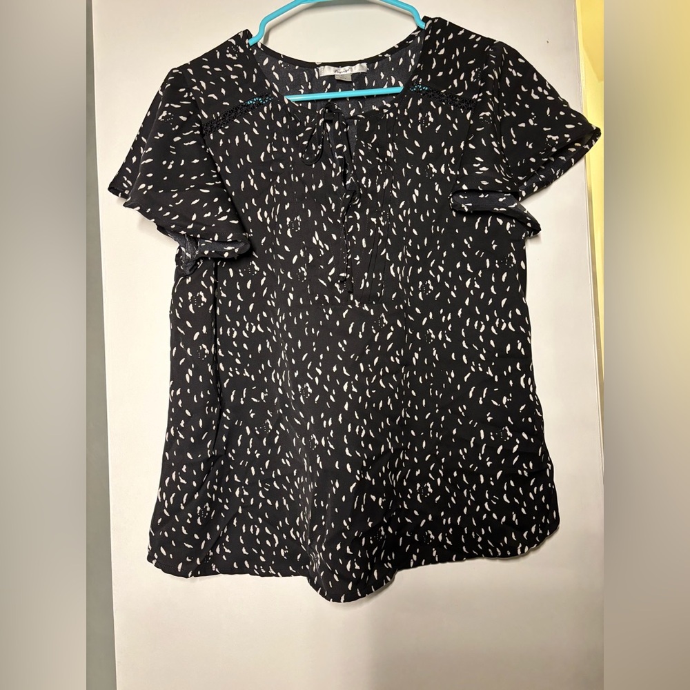 Sheer black and white blouse